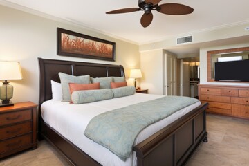 master bedroom with a king size bed and tasteful decor