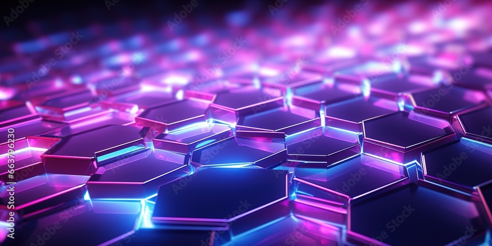 Poster abstract background hexagon pattern with glowing lights
