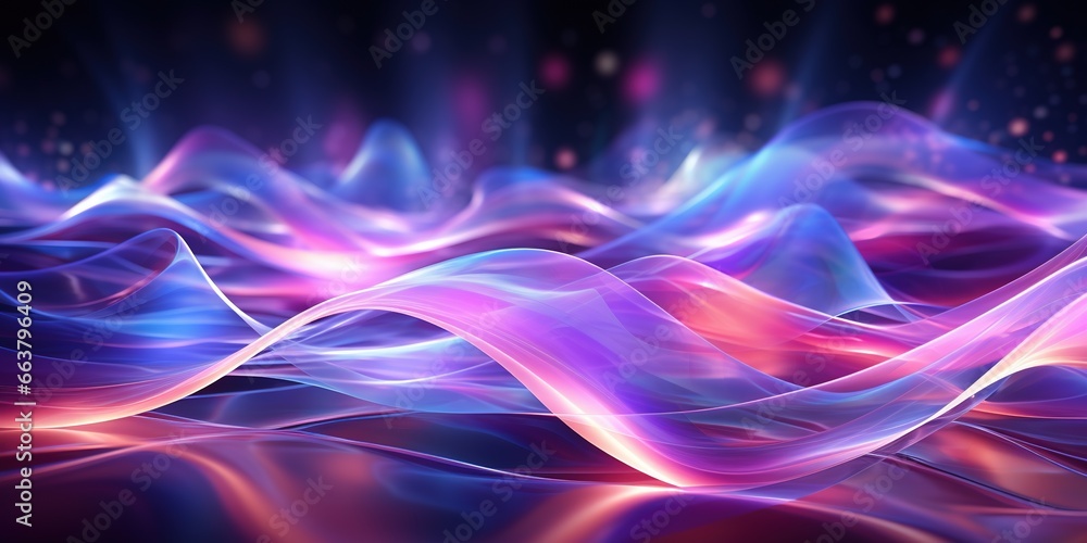 Wall mural abstract futuristic background with purple and blue glowing neon moving high speed wave lines and bo