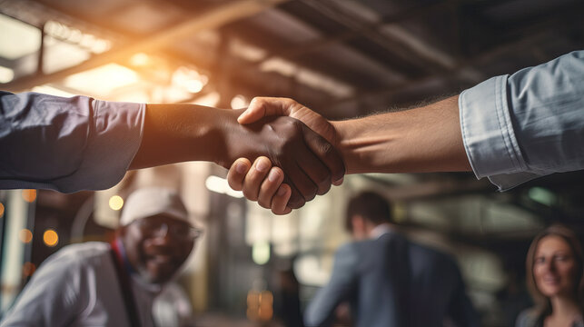 Colleagues Shaking Hands in Office