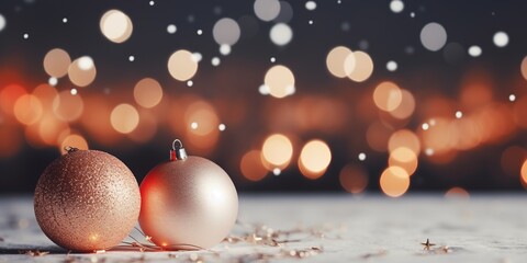 Fototapeta premium Beautiful bright and white Christmas defocused blurred background with Christmas tree lights in the evening.