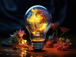 Light Bulb, Bright color, Generative AI