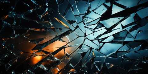 Broken glass in the office close - up.