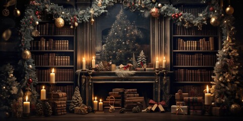 Fototapeta premium Christmas backdrop or background for designing book covers or invitation cards