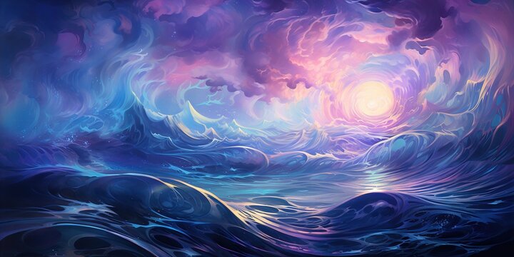 Celestial Waves: A Heavenly Combination of Purple and Blue Light