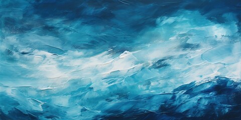 Closeup of abstract rough colorfuldark blue art painting texture background wallpaper, with oil or...