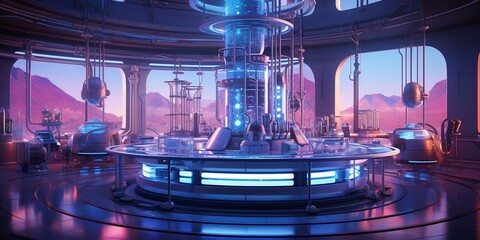 Create an illustration of a futuristic scientific laboratory with impressive technological equipment