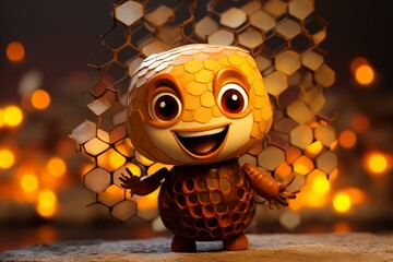 Adorable animated honeycomb figure. Generative AI