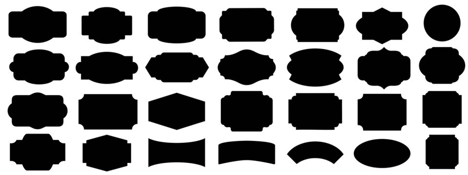 Set of blank frames and labels vector illustration isolated on white. Price tag,  sale sticker, quality mark, retro stars, sale or discount sticker, promotional badge set, shopping labels