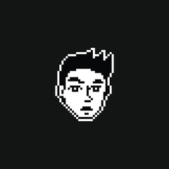 this is avatar icon use 1 bit style in pixel art with white color and black background ,this item good for presentations,stickers, icons, t shirt design,game asset,logo and your project.