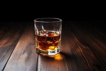 irish whisky in a glass on a dark wooden table