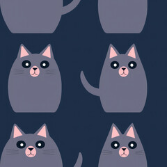 British shorthair cats breed cute cartoon repeat pattern