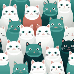 British shorthair cats breed cute cartoon repeat pattern