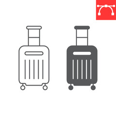 Luggage line and glyph icon, baggage and tourism, suitcase vector icon, vector graphics, editable stroke outline sign, eps 10.