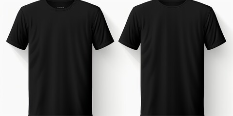 Plain black t - shirt mockup design. front and rear view. isolated on transparent background - obrazy, fototapety, plakaty