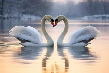 Foto op Aluminium two swans forming a heart shape with their necks © Alfazet Chronicles