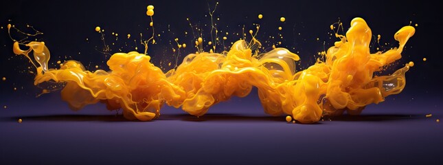 Immersive image of purple and yellow color liquid churning together