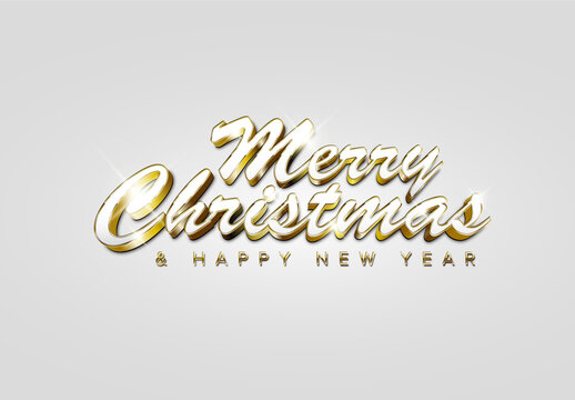 Modern stylish Christmas card template with big golden text