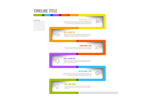 Thick line Infogrpahic vertical timeline diagram template with sharp corners