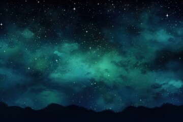 Fototapeta premium Blue Green Night Sky