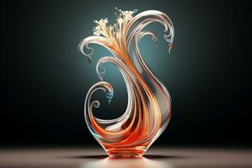 Elegant vase on clear backdrop. Computer-generated artwork. Generative AI - obrazy, fototapety, plakaty