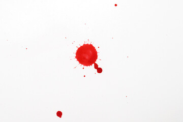 Blood splatters. Red blots of watercolor Realistic bloody splatters for Halloween Drop of blood...