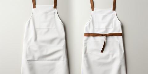 White blank apron, apron mockup on white background.