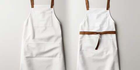 Foto op Canvas White blank apron, apron mockup on white background. © Svitlana