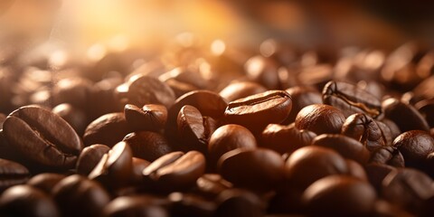 Brown coffee beans background Caffeine Dreams Ethereal Coffee Beans Blurred in the Background AI Generative 