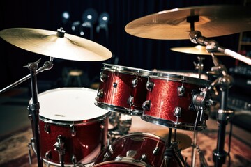 Fototapeta na wymiar drum set with cymbal and drumsticks