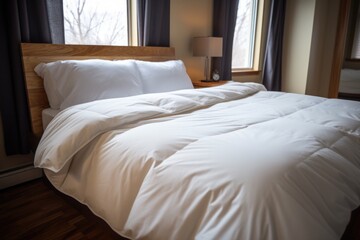 Obraz premium a double bed made up with a neat comforter