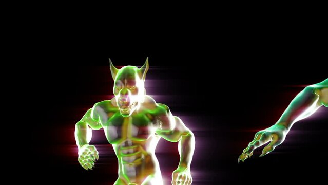 Seamless animation glass human dogs salsa dancing. Modern shinny Halloween animation.