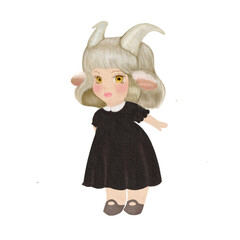 Fototapeta premium Half-human, half-sheep girl