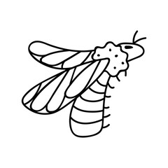 Single hand drawn bee. Doodle vector illustration. Isolated on a white background. Clip art