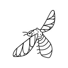 Single hand drawn bee. Doodle vector illustration. Isolated on a white background. Clip art