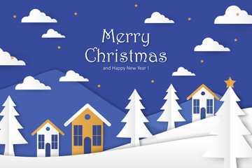 Christmas background in paper style design