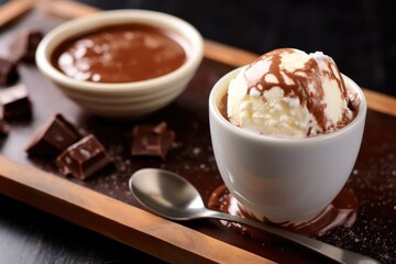 hot chocolate with a blob of vanilla ice cream