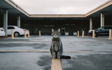 Photo of a Cat in parking lot
