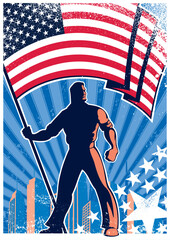 USA Flag Bearer Poster - obrazy, fototapety, plakaty