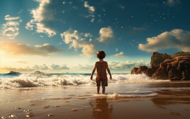 Child walking on the beach