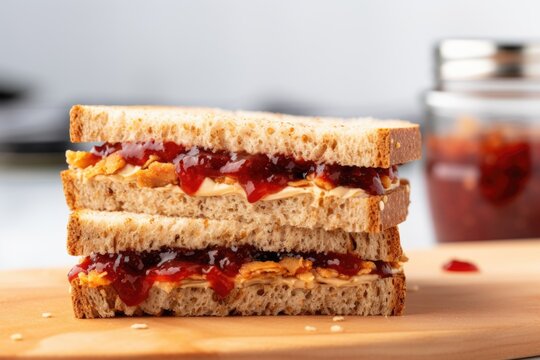 peanut butter and jelly sandwich on tasty sourdough