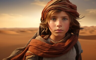 Photo of child in a sand desert