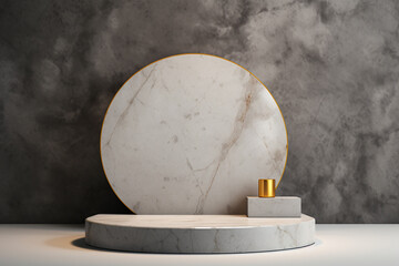 Marble stone podium mockup with realistic environment