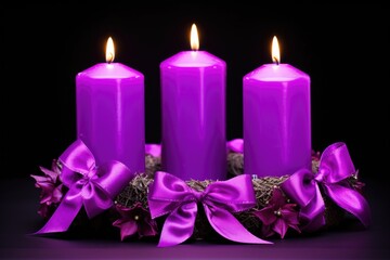 Obraz na płótnie Canvas advent wreath with four purple candles