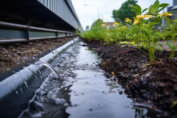 rainwater flowing into a stormwater management system - obrazy, fototapety, plakaty