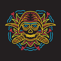 Colorful Monoline Skull Dead Logo Vector Graphic Design illustration Emblem Symbol and Icon