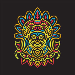 Colorful Monoline Native Indian Logo Vector Graphic Design illustration Emblem Symbol and Icon