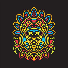 Colorful Monoline Native Indian Logo Vector Graphic Design illustration Emblem Symbol and Icon