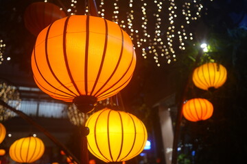 City of Hanoi, Lights of Lantern around Street Murals Arts in Hanoi, Vietnam - ベトナム ハノイ ランタンの明かり