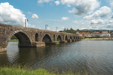 Fototapeta na wymiar The Roman bridge at Ponte de Lima, Portugal. Juli 20 2023.